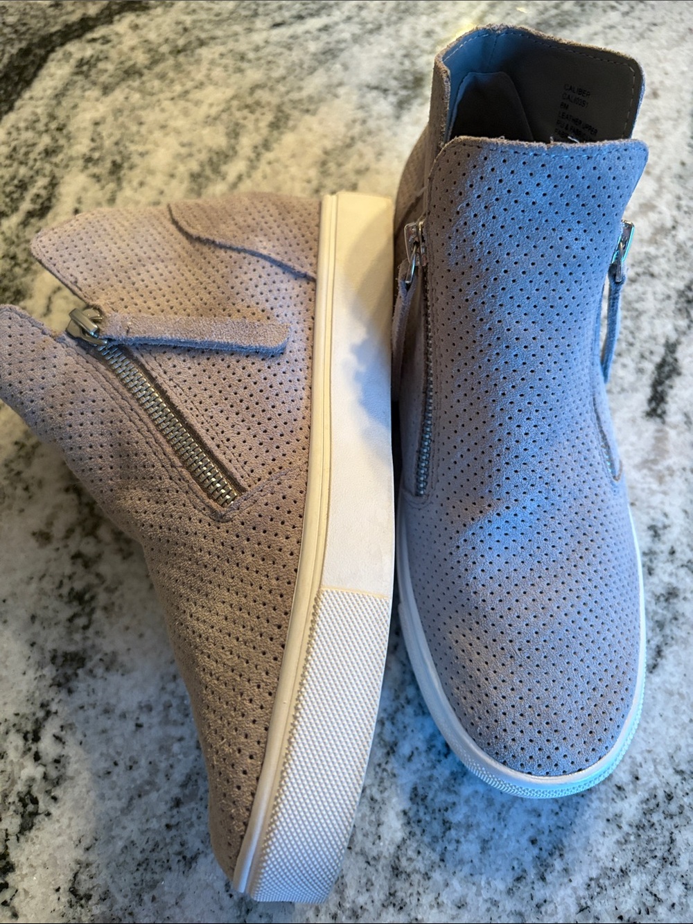 Steve Madden Perforated Zip-Accent Ankle Sneakers - Light Gray - Picture 5 of 7